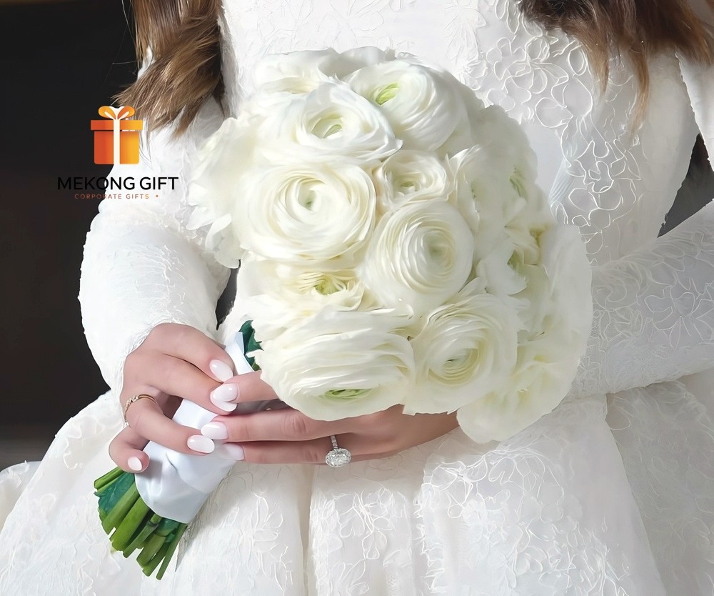 Bó Hoa Cưới Cầm Tay Mao Lương Trắng Tinh Khôi Tại TP.HCM